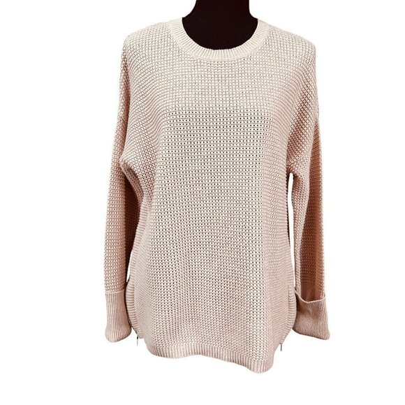 Cynthia Rowley Pale Pink Side Zipper Crew Neck Pullover Sweater Size XL - Picture 1 of 7